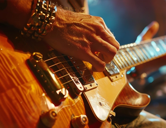 Persona tocando una guitarra eléctrica